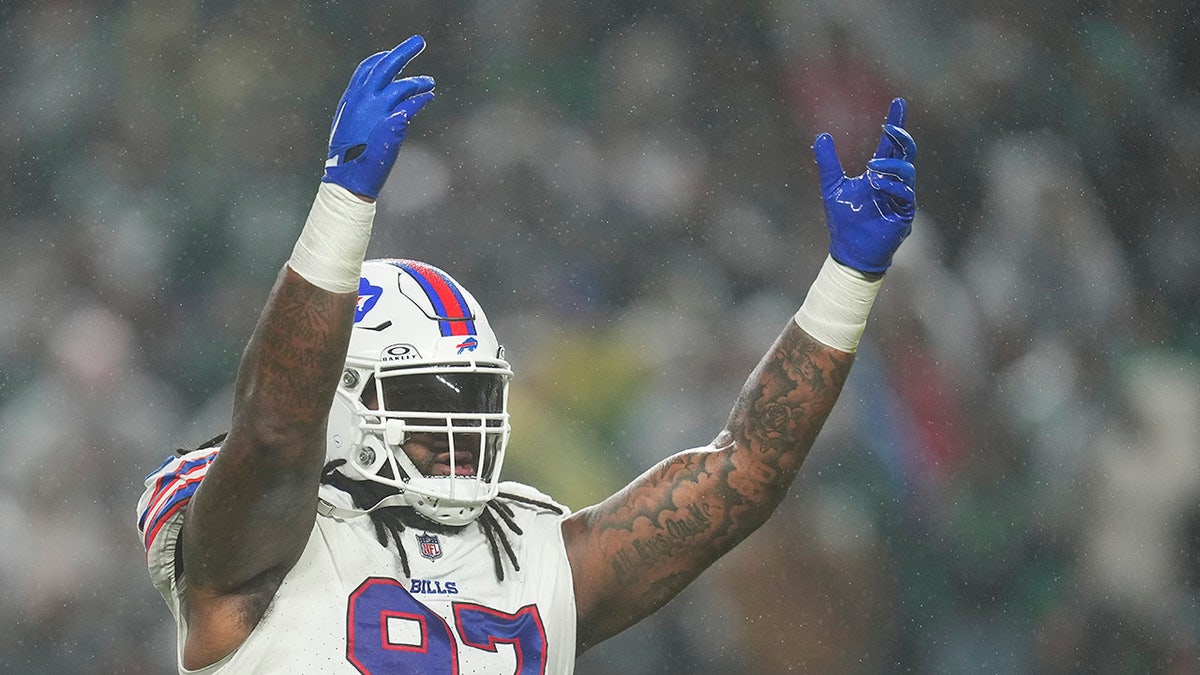 Jordan Phillips reacts during an NFL game