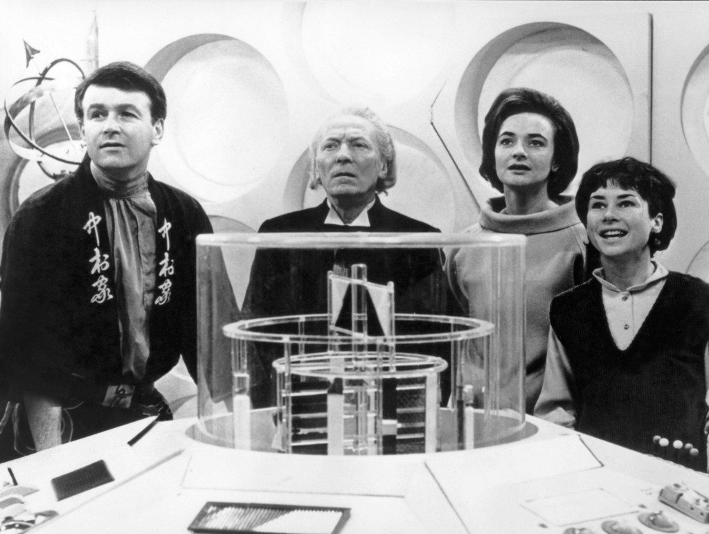 The epsiodes are from the 1960's and feature William Hartnell (center) as "The Doctor."