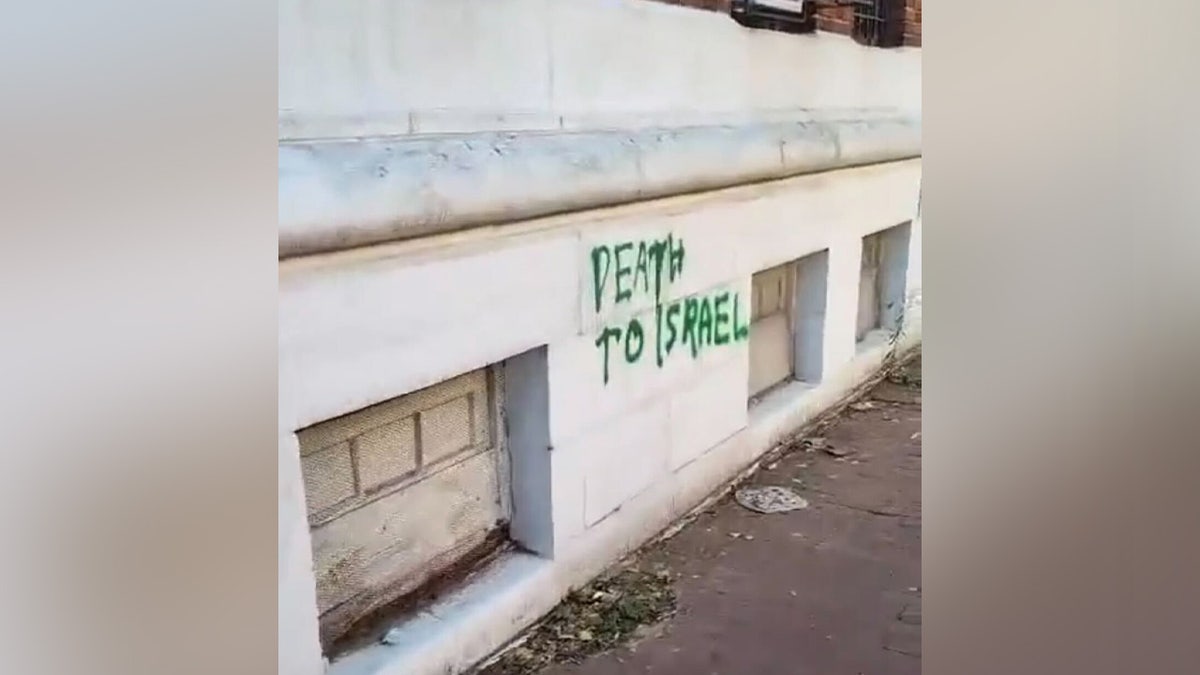 Graffiti reading, ""Death to Israel."