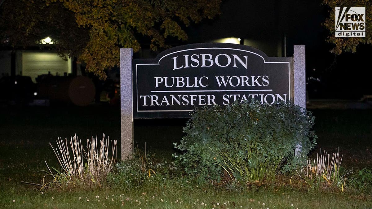 View of the entrance to the recycling center where Lewiston shooter, Richard Card was found dead tonight