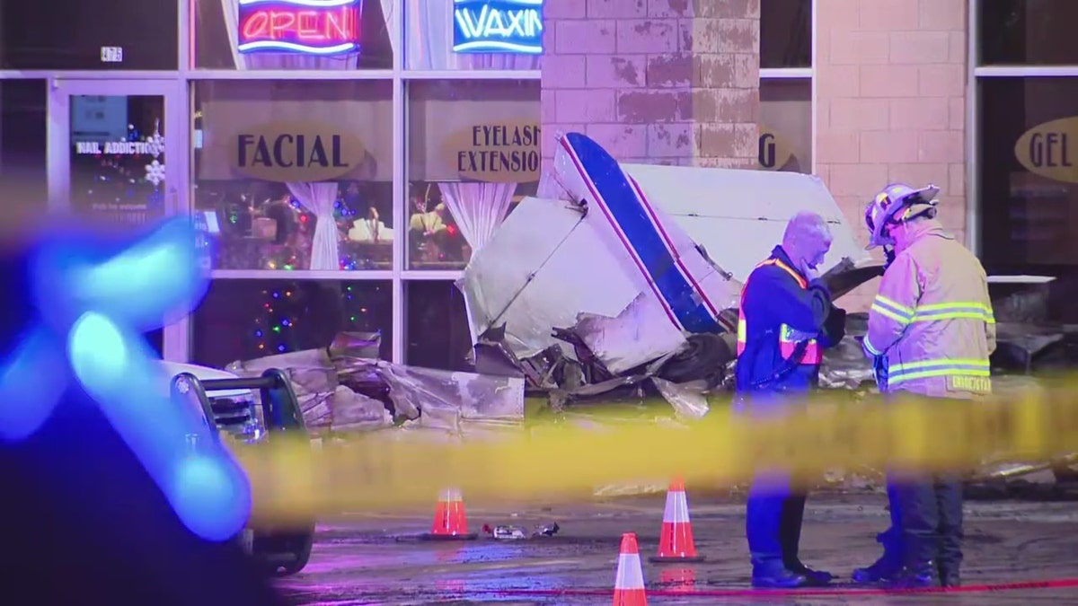 Van damaged in Plano Plane Crash