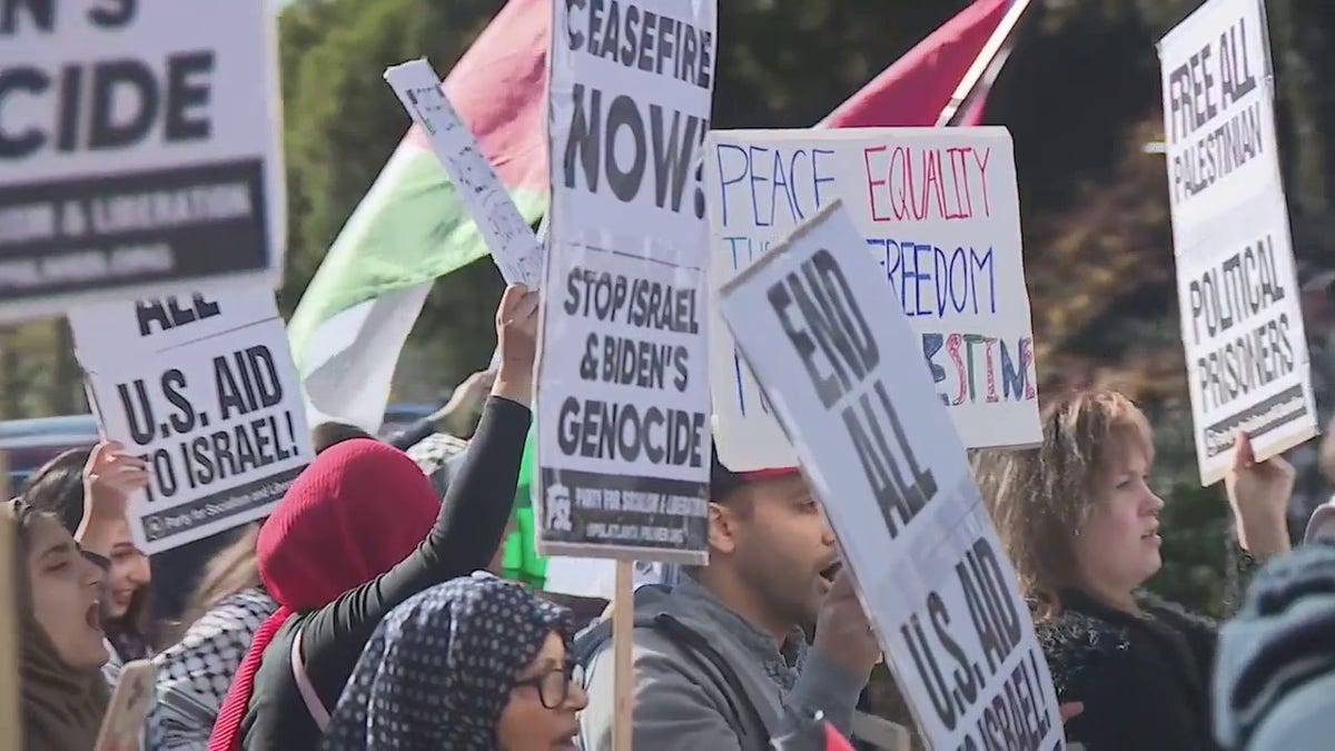 Pro-Palestinian demonstration near a mall in Atlanta