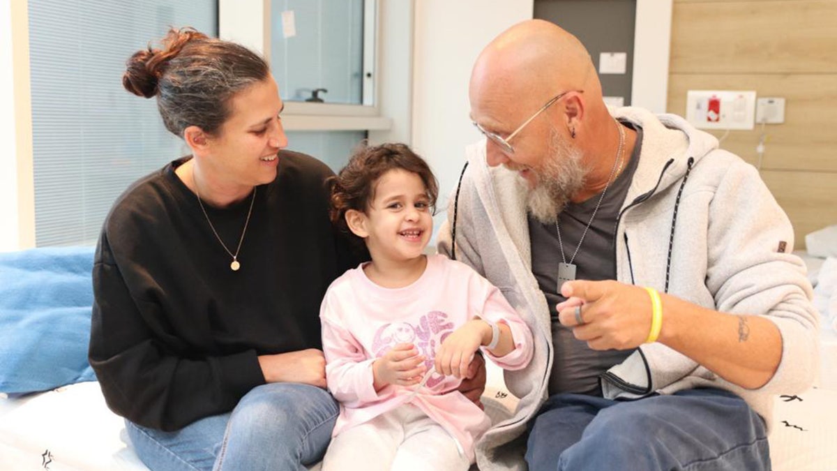 Avigail Idan with her relatives at the hospital