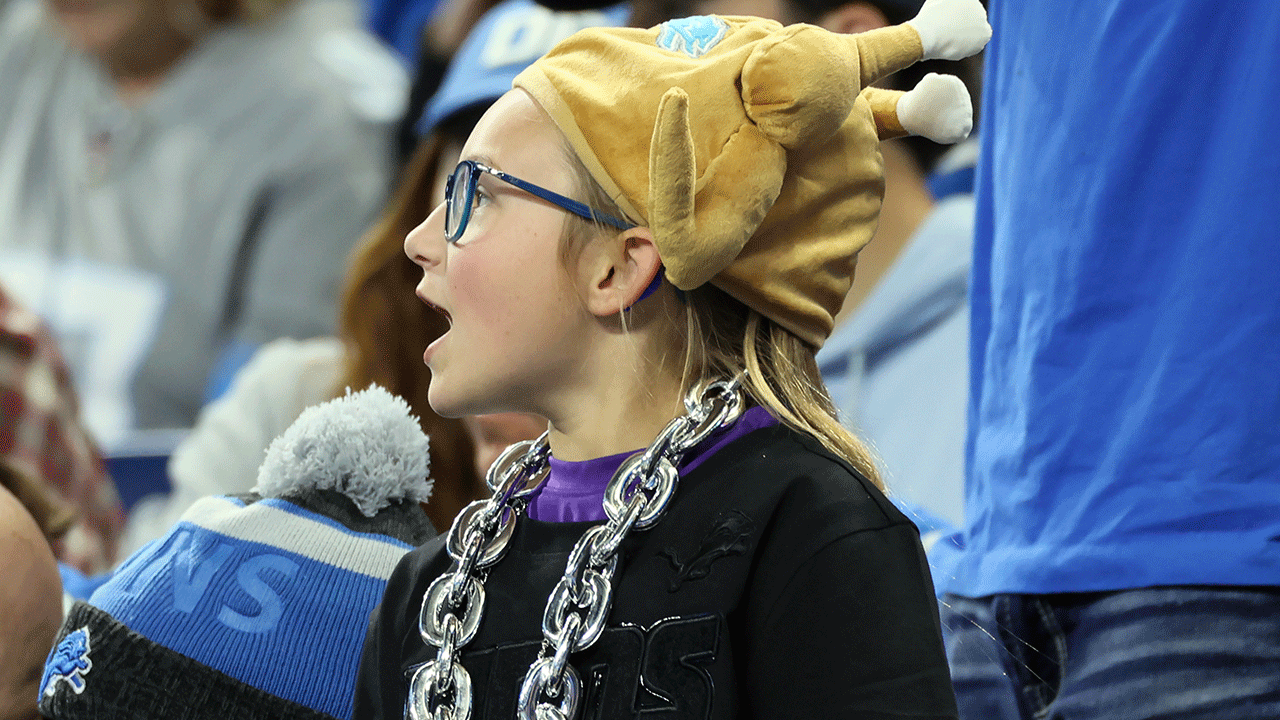 A Detroit Lions fan during a Thanksgiving game