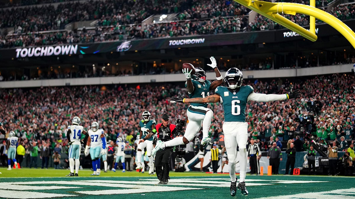 A.J. Brown celebrates a touchdown