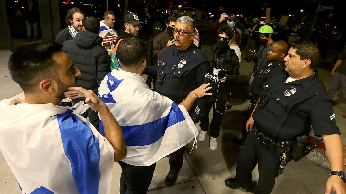 Israel supporters demonstrating in Los Angeles