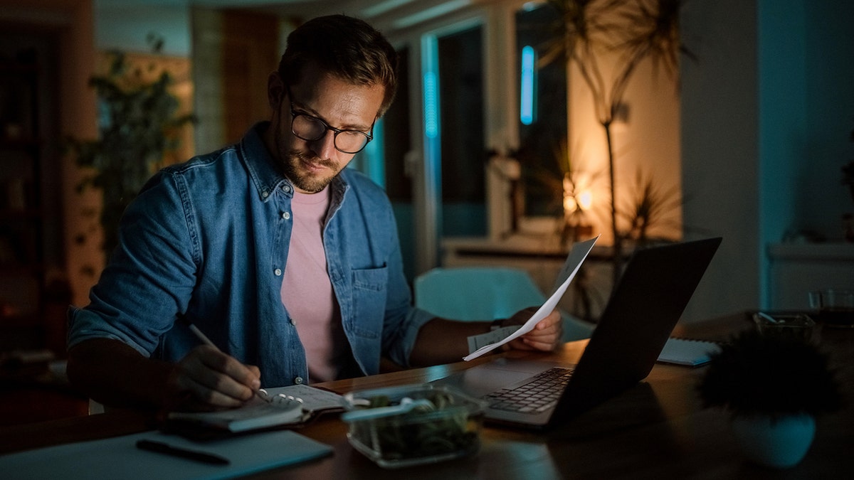 Man working at night