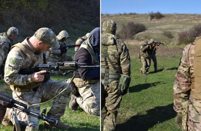 Ukrainian soldiers training in north to take out Russian drones