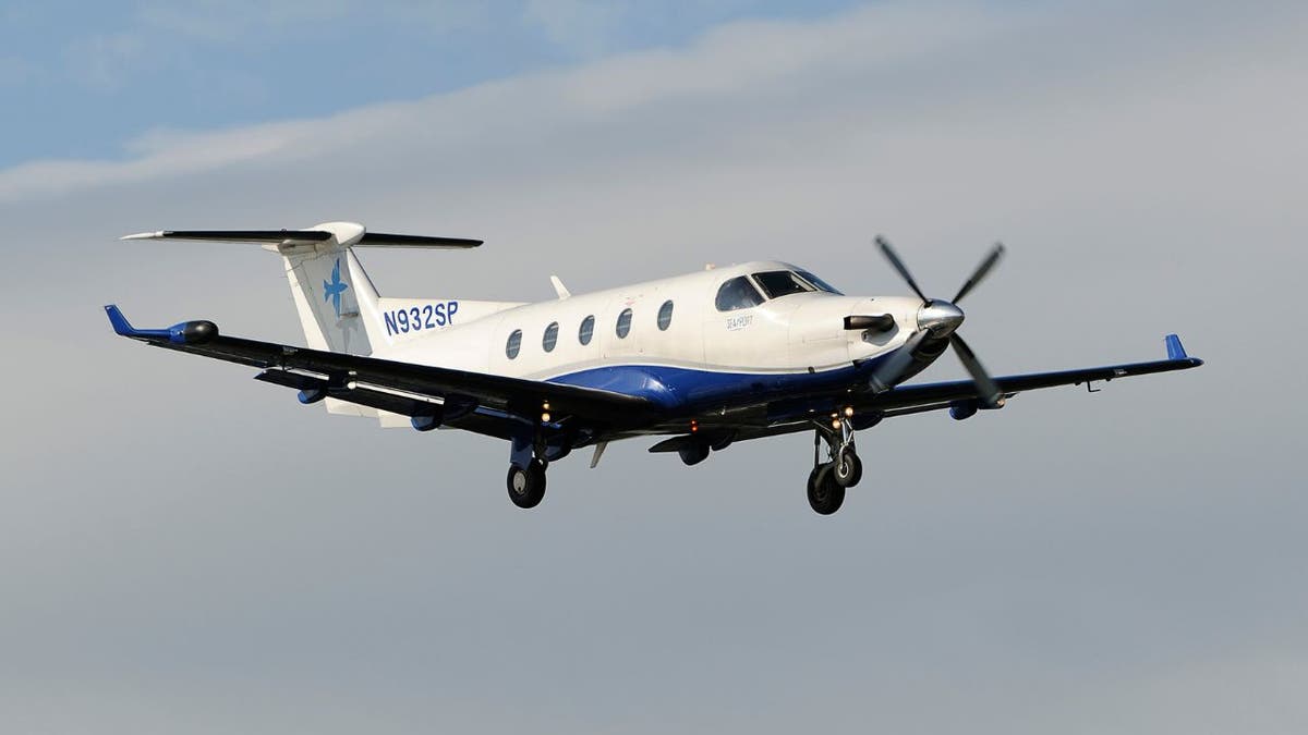 A Pilatus PC-12 on final-approach.