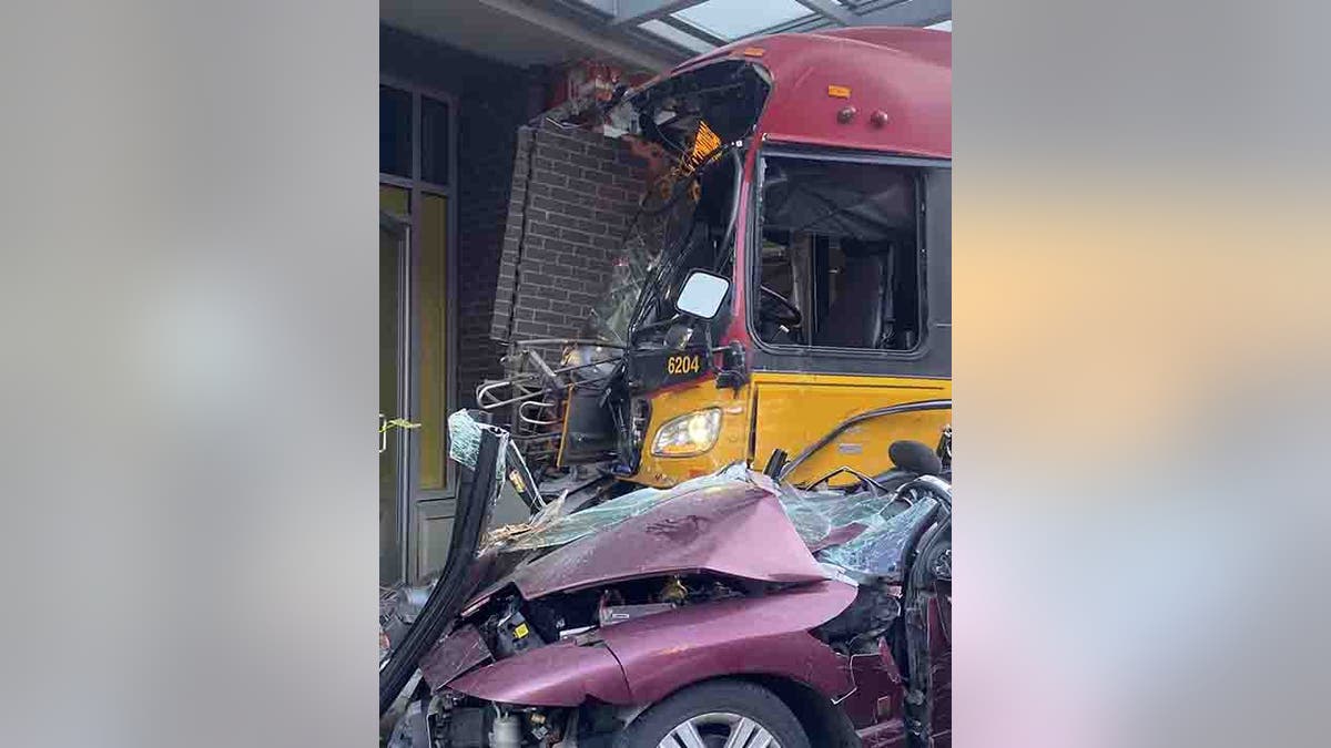 sedan and bus crash