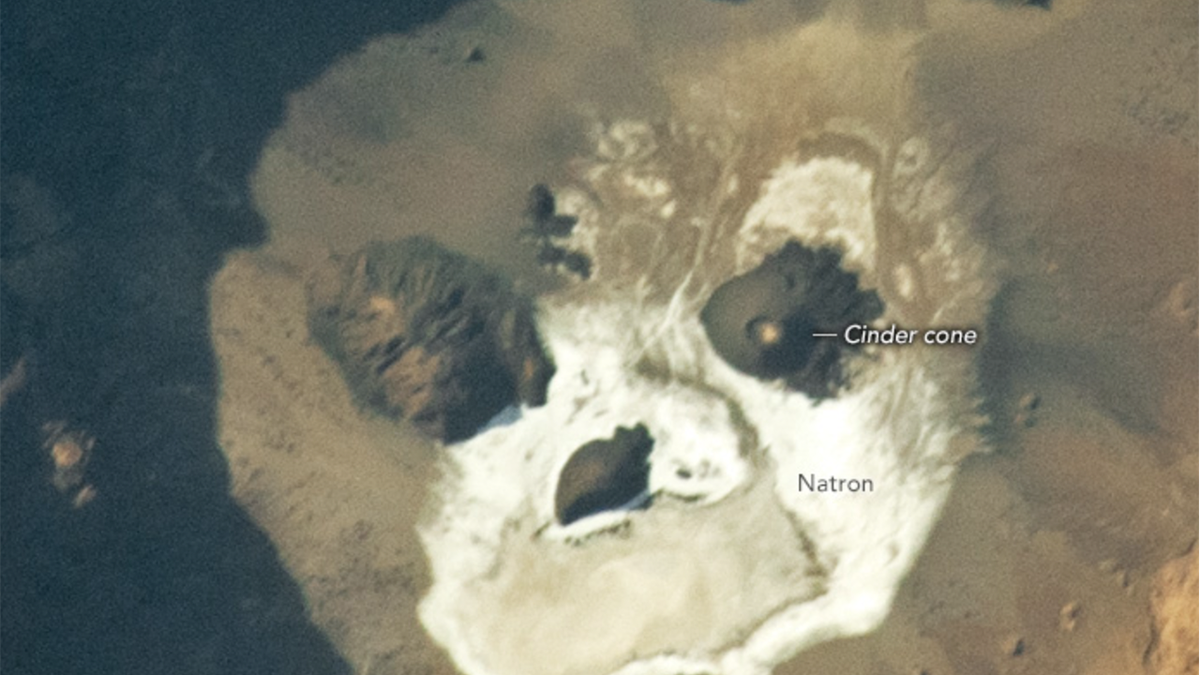 Volcanic pit that looks like a skull