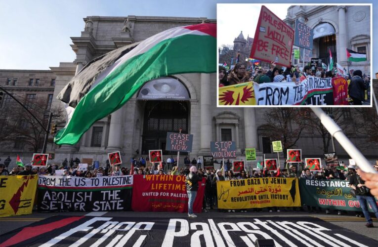 Pro-Palestinian protesters barred from entering the American Museum of Natural History for the second week