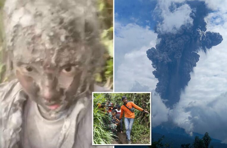 Ash-covered woman, 19, calls out for help after Indonesian volcano erupts