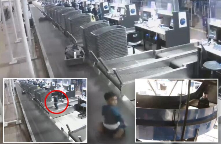 Toddler escapes parents to ride baggage belt at airport