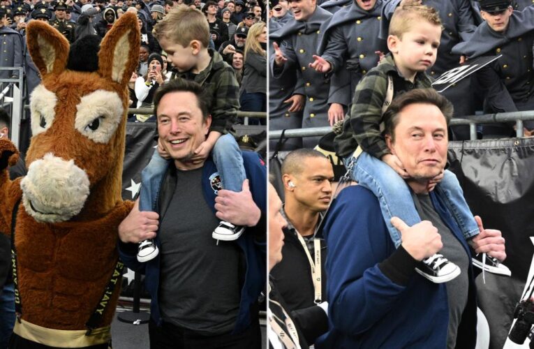 Elon Musk attends Army-Navy game with X Æ A-Xii amid Grimes custody battle