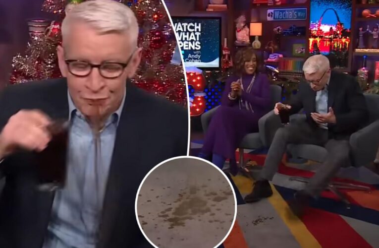 Anderson Cooper spits out his drink after Gayle King asks about his sex life