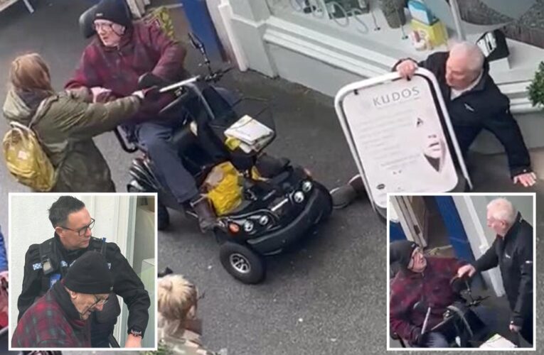 Elderly UK man used scooter to run down man over pastry, video shows