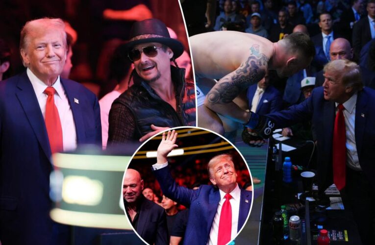 Trump sits ringside with Kid Rock for Covington’s UFC 296 loss