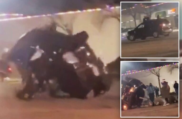 Horrific video captures moment SUV performing dangerous stunt flips over, crushing five people