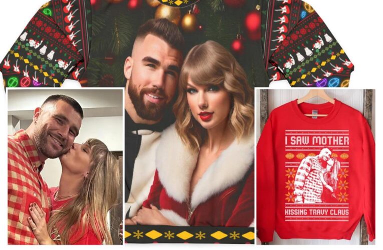 Taylor Swift & Travis Kelce ugly Christmas sweaters warm Swifties’ hearts