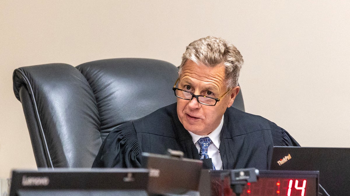 Judge John Judge speaks from the bench in his Latah County courtroom in Idaho