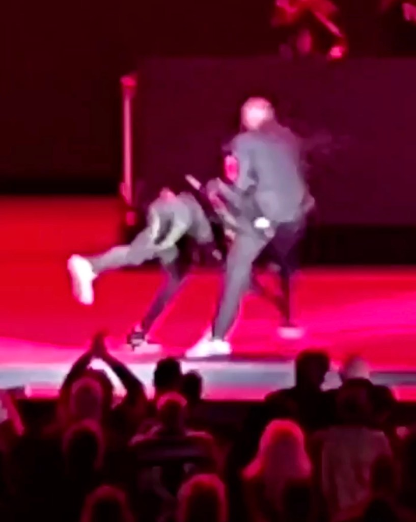 Chappelle is seen being attacked while performing on stage in Los Angeles on May 3, 2022.