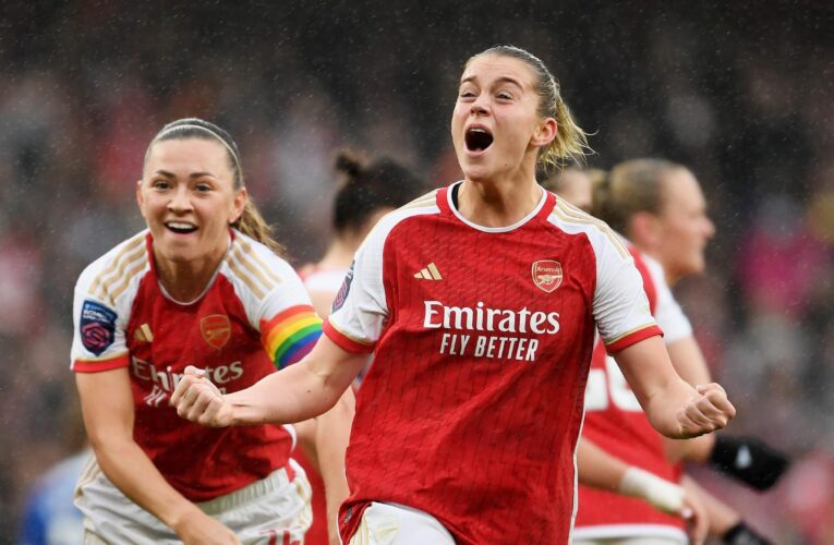 Women’s Super League: Alessia Russo double helps Arsenal thrash champions Chelsea in front of record Emirates crowd