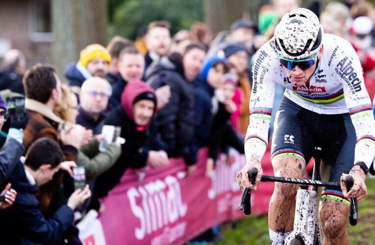 Mathieu van der Poel spits at fans amid boos as he continues cyclo-cross domination in Hulst, Puck Pieterse victorious