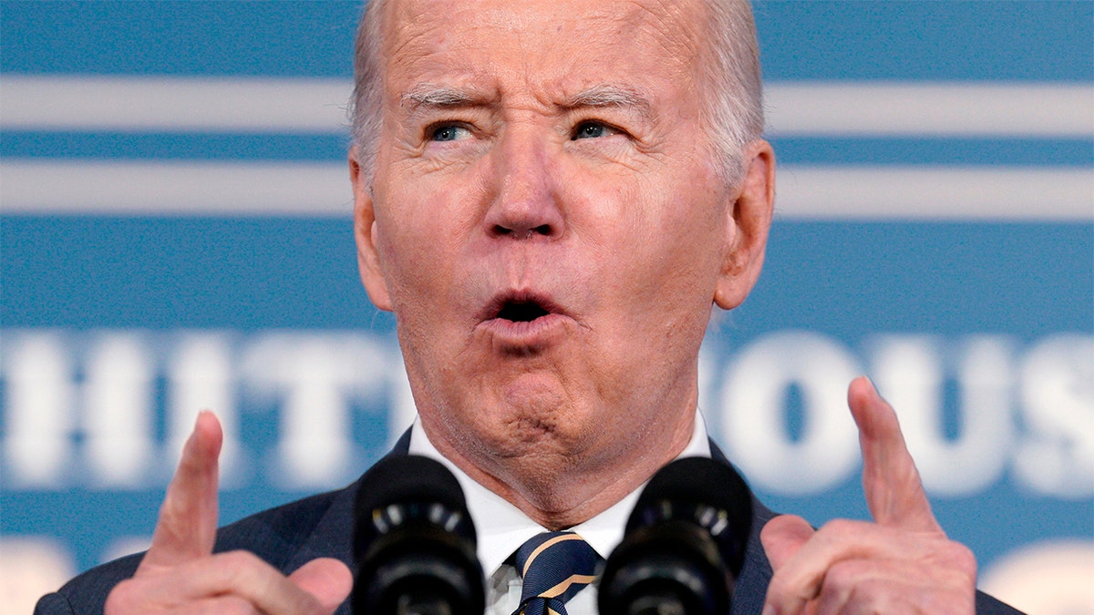 President Biden gestures during speech