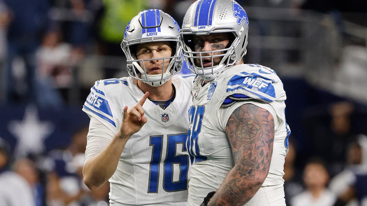 Jared Goff and Taylor Decker