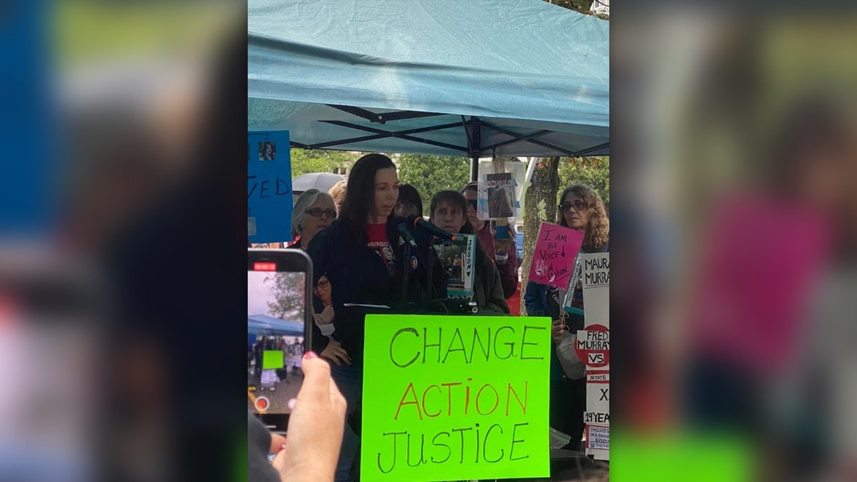 Julie Murray speaks at rally for cold case victims