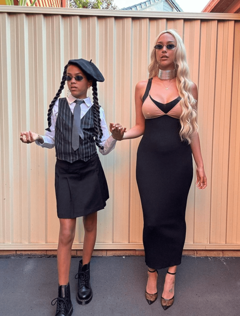 Kat and Deja Clark dressed as Kim Kardashian and her daughter North.