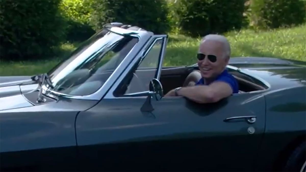 Biden sits in corvette in ad about American made cars