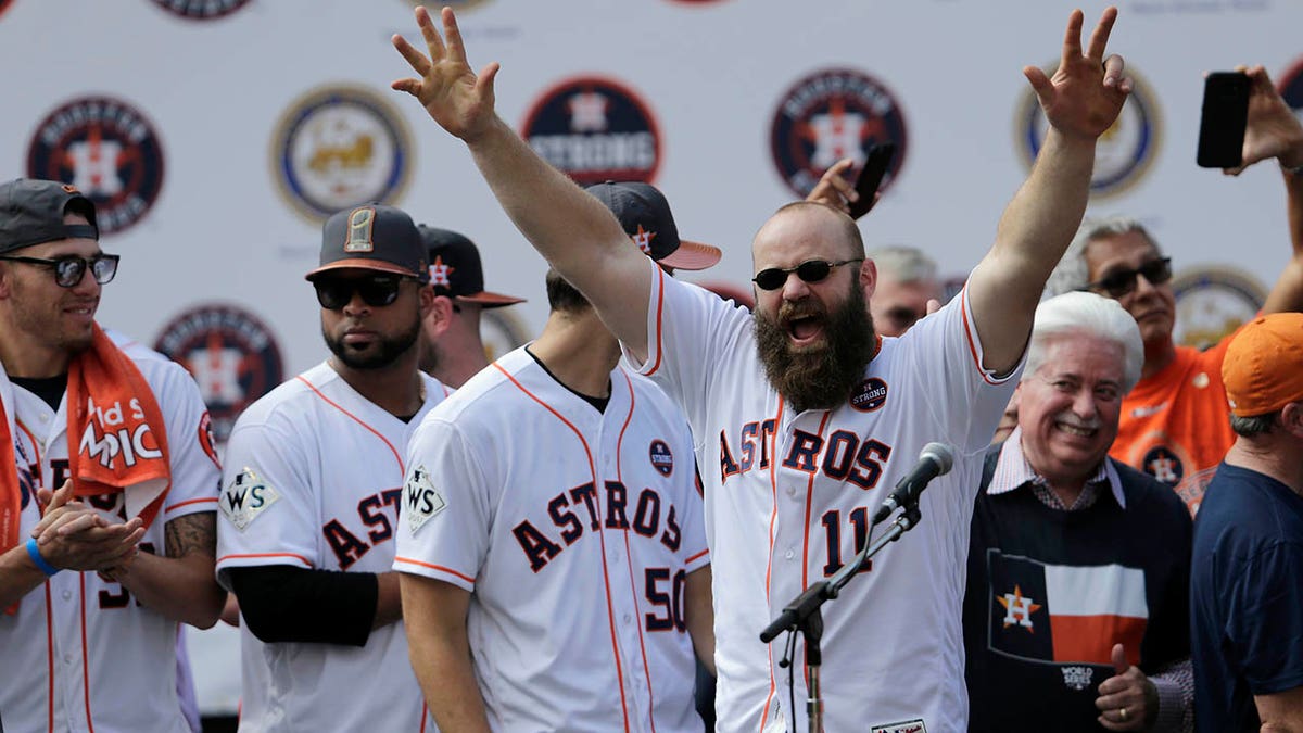 Evan Gattis at WS parade