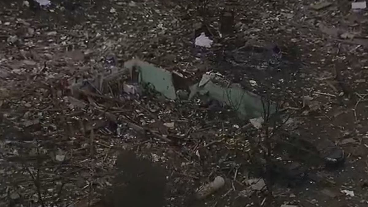 Exposed basement at scene of house explosion