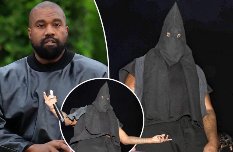 Kanye West shocks fans with KKK-style hood at ‘Vultures’ album release party:  ‘F–k him’