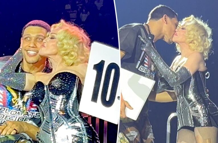 Madonna kisses boxer beau Josh Popper at US ‘Celebration’ tour kickoff in Brooklyn