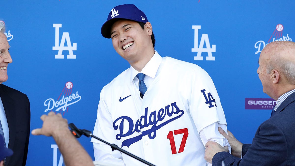 Shohei Ohtani laughing