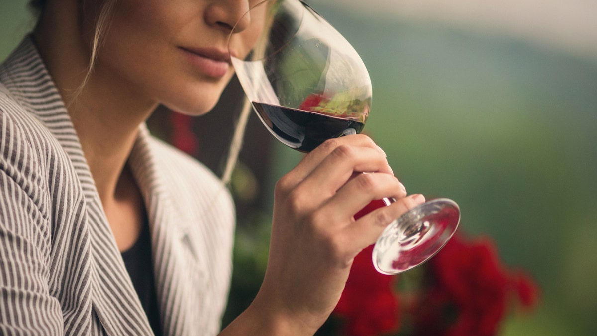 Woman drinking wine