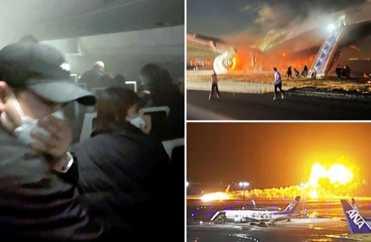 Japan Airlines passengers battle through smoke, see wing engulfed in flames in harrowing video