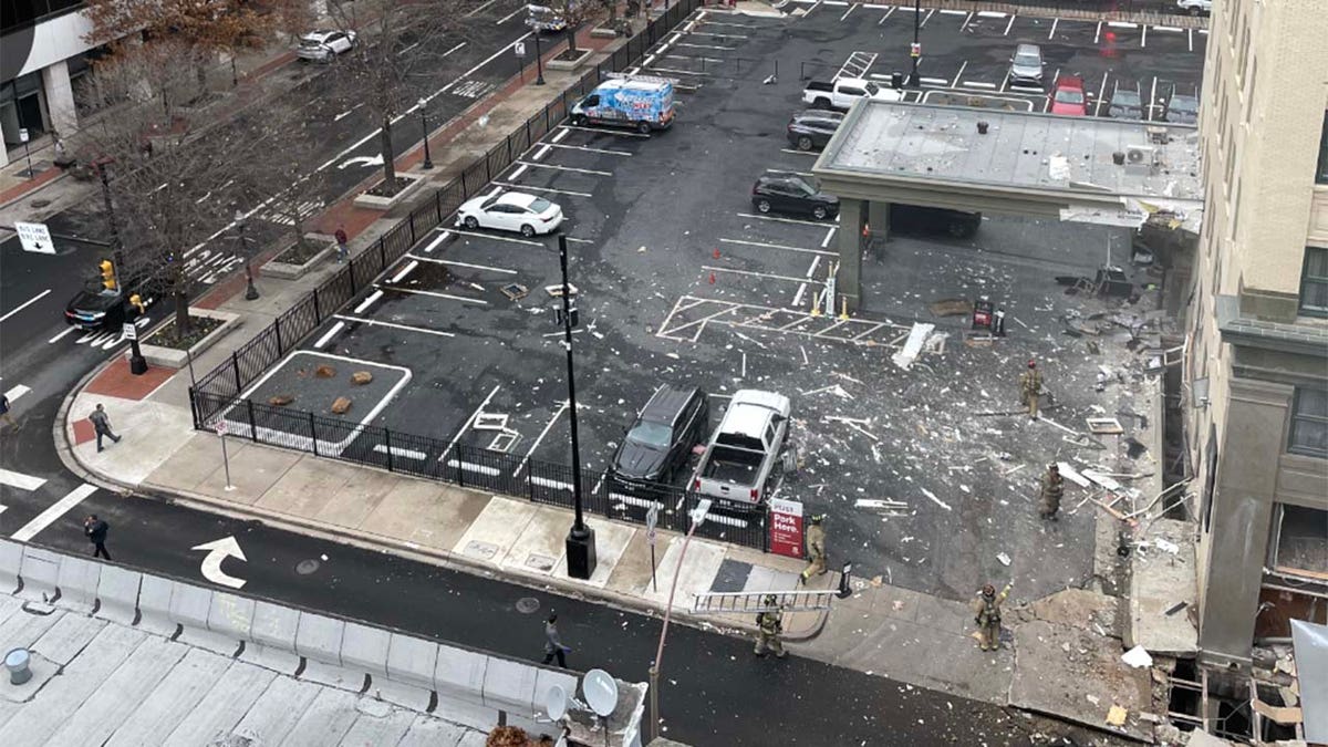 Debris outside hotel