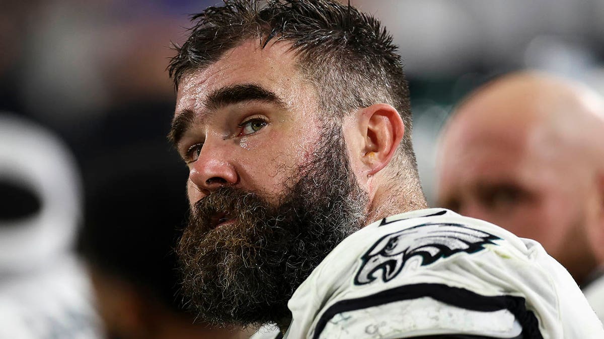 Jason Kelce on the bench