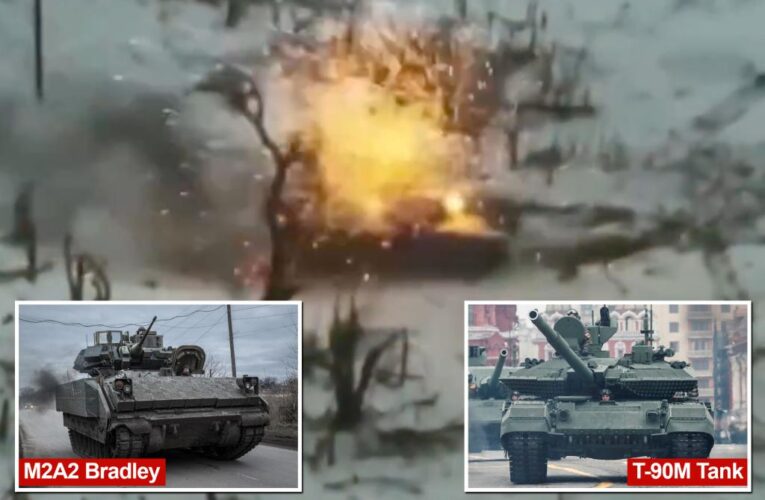 US-built Bradley vehicle lights up Russian tank in Ukraine in dramatic video