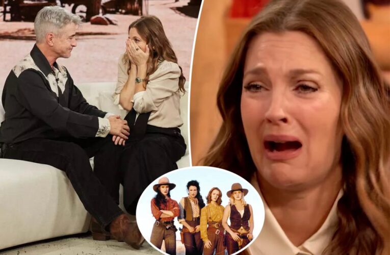 Drew Barrymore cries with Dermot Mulroney on talk show