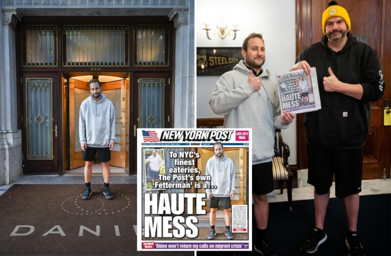 John Fetterman rocks iconic hoodie, shorts look with the Post after now-famous cover of NYC’s favorite paper