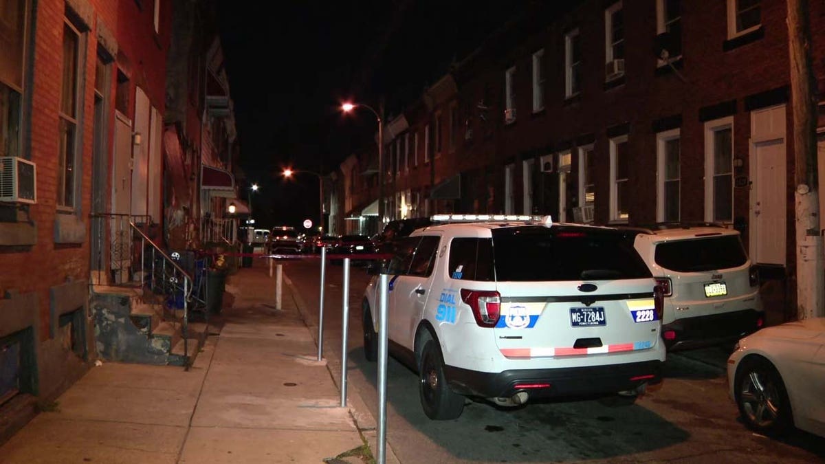 Police cars near the shooting in Philly