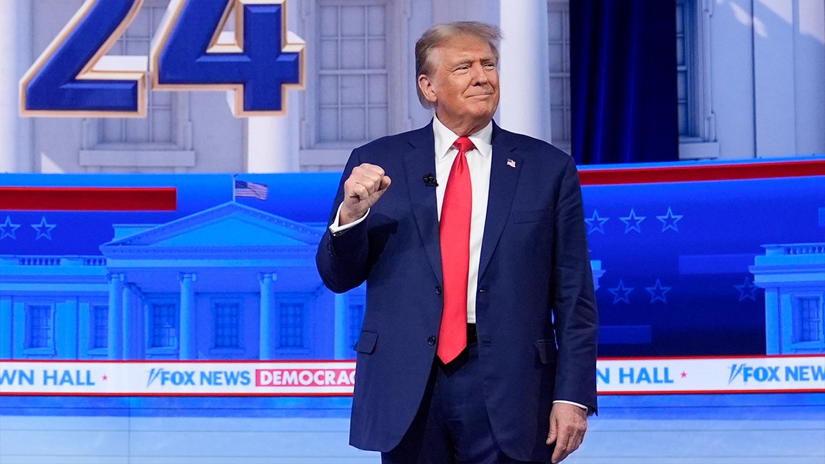 Former President Donald Trump at Dem Moines, Iowa Town Hall on Wednesday, January 10, 2024.