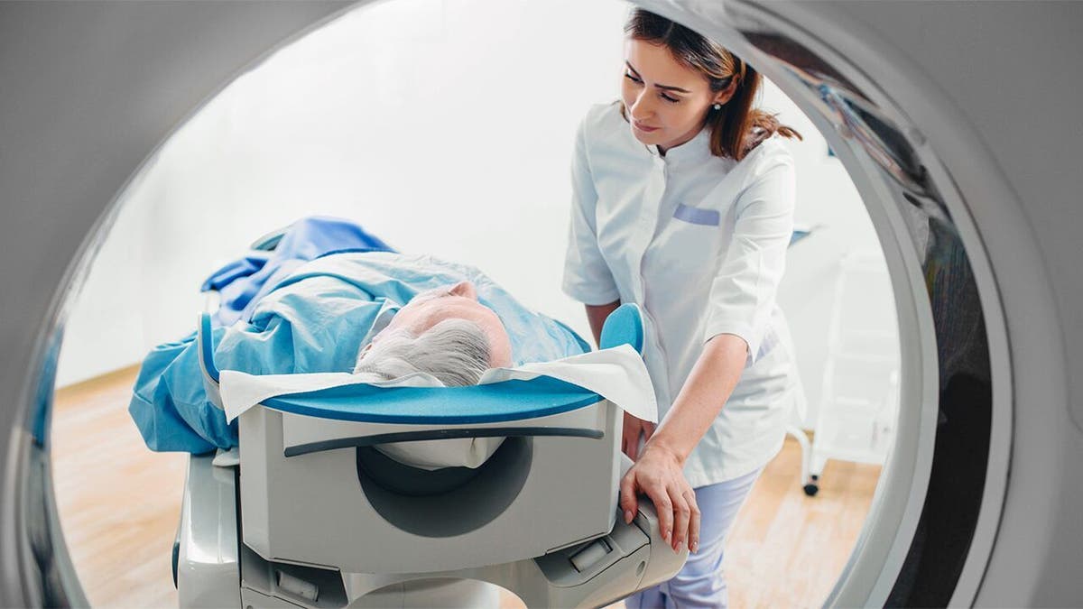 Patient getting ready for MRI