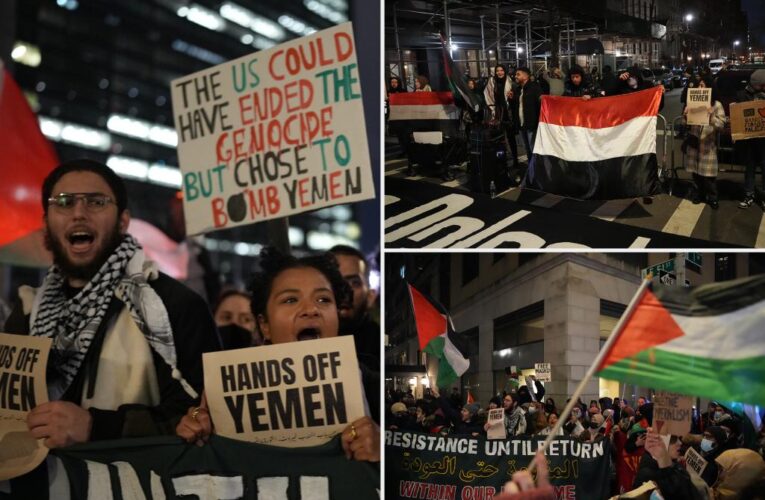 Protests erupt outside Yemen Mission in NYC to condemn US attacks on Houthi rebels — with crowd attacking couple holding Israeli flag