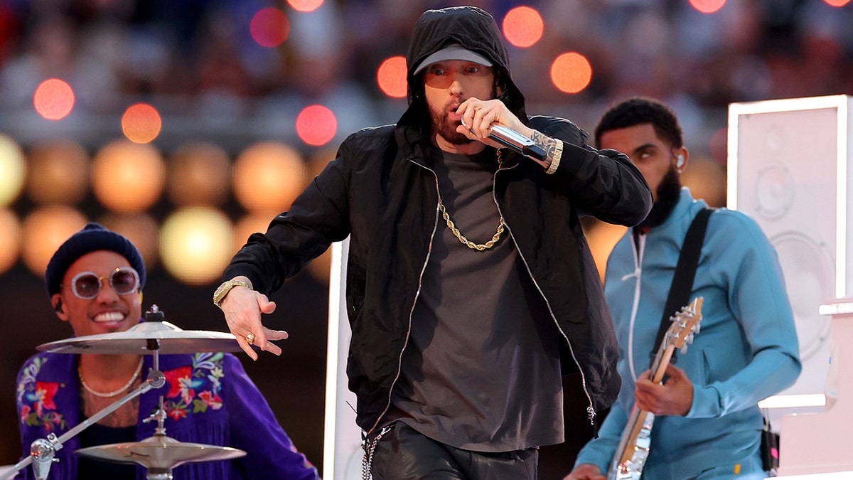 Eminem raps at Super Bowl
